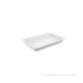 Pans de nourriture de porcelaine blanche blanche rectangulaire